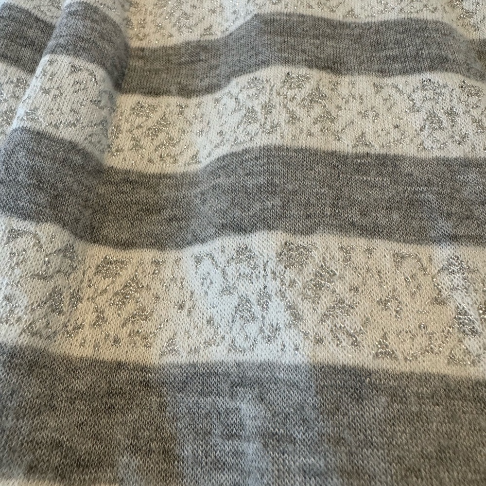 Express Striped Long Sleeve Top EUC Gray Cream Silver Lace Rayon Cotton … - Picture 4 of 7